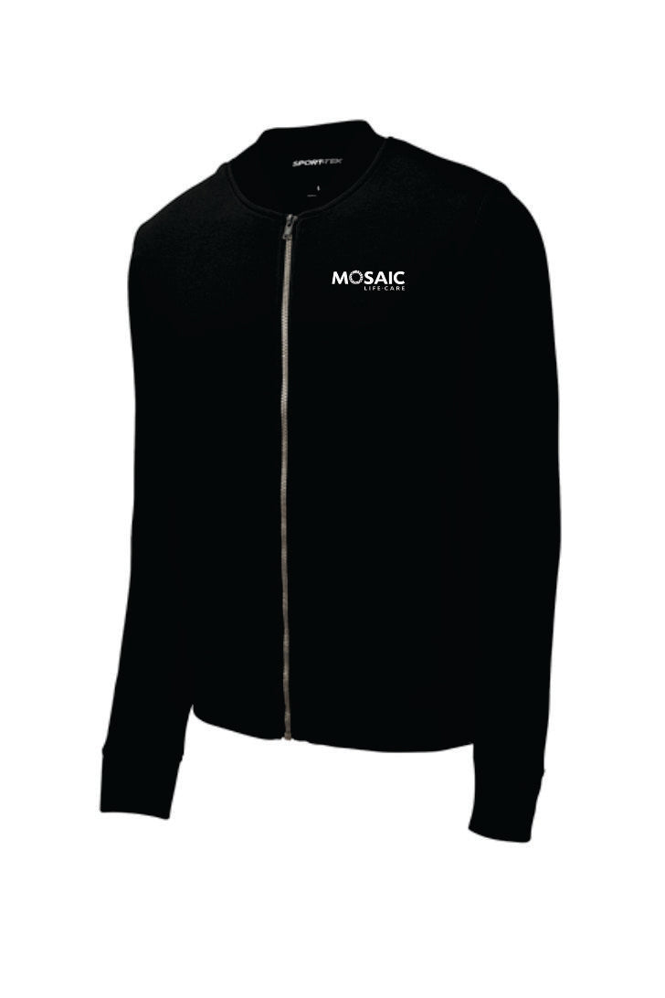 Mosaic Lightweight French Terry Bomber Black Jacket