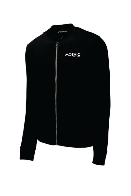 Mosaic Lightweight French Terry Bomber Black Jacket
