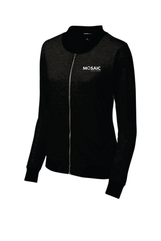 Mosaic Ladies Lightweight French Terry Bomber Heather Black Jacket